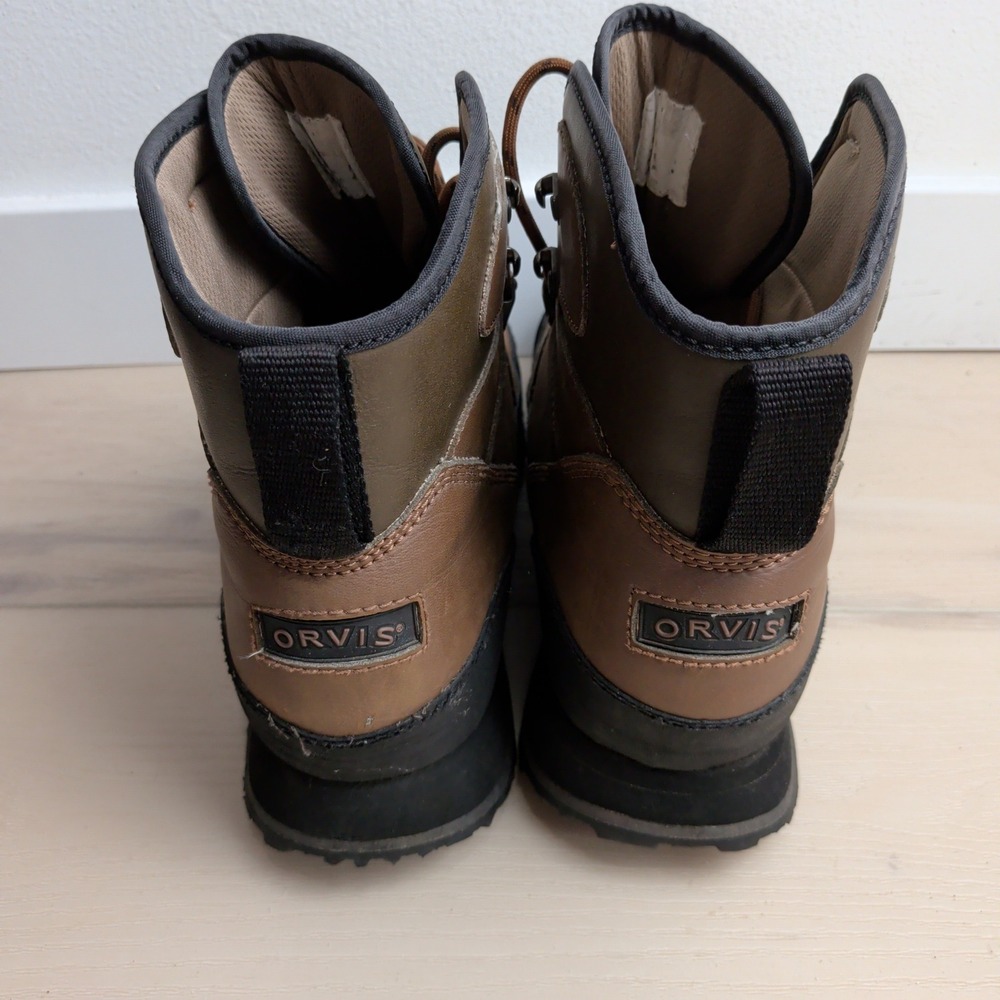 Orvis River Guard Wading Boots Mens 9 Brown Studded Vibram Sole Fly Fishing - Picture 3 of 8